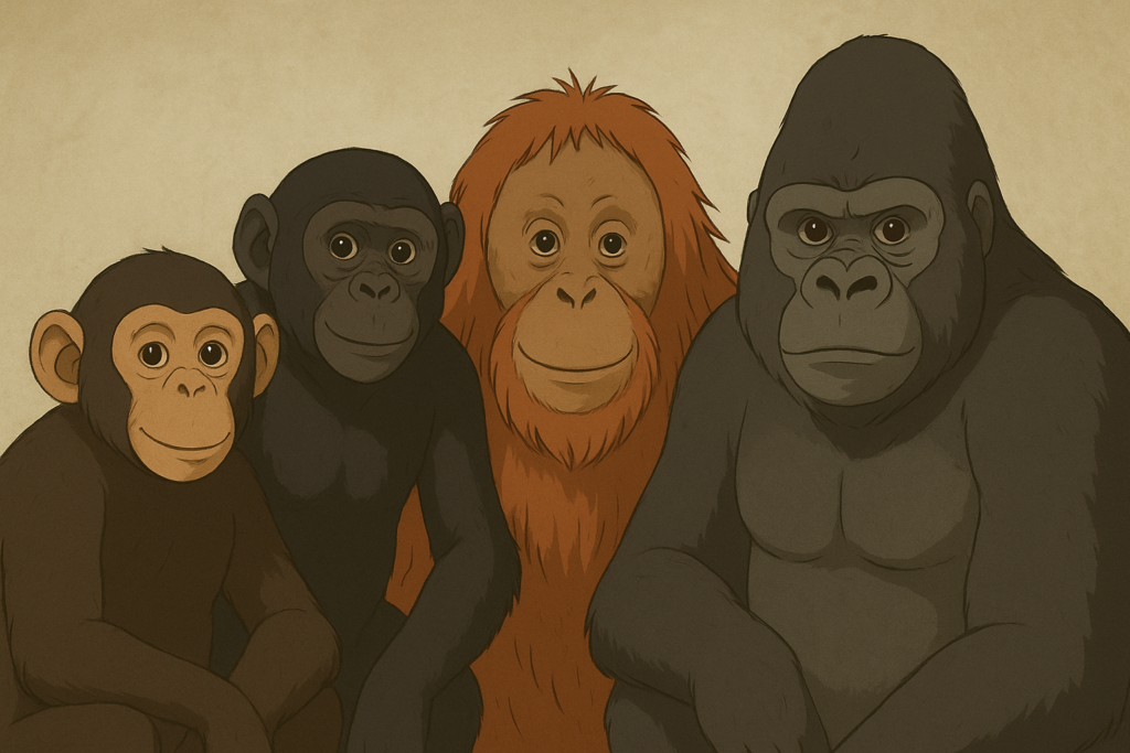 Great apes image in Manga style